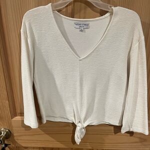 Madewell Cream V-Neck Tie-Front Top